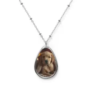 Pet Photo Oval Necklace | Personalized Teardrop Pendant