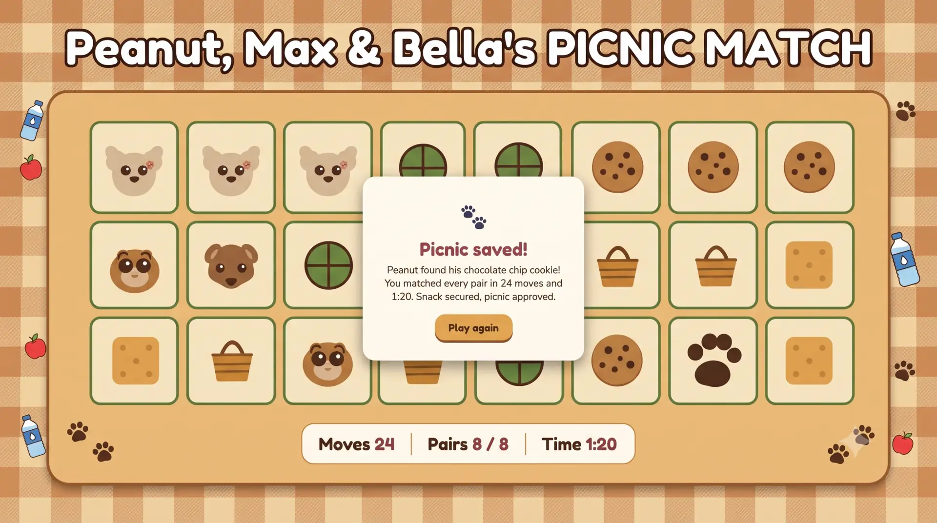 ๐น Peanut, Max & Bella's Picnic Match